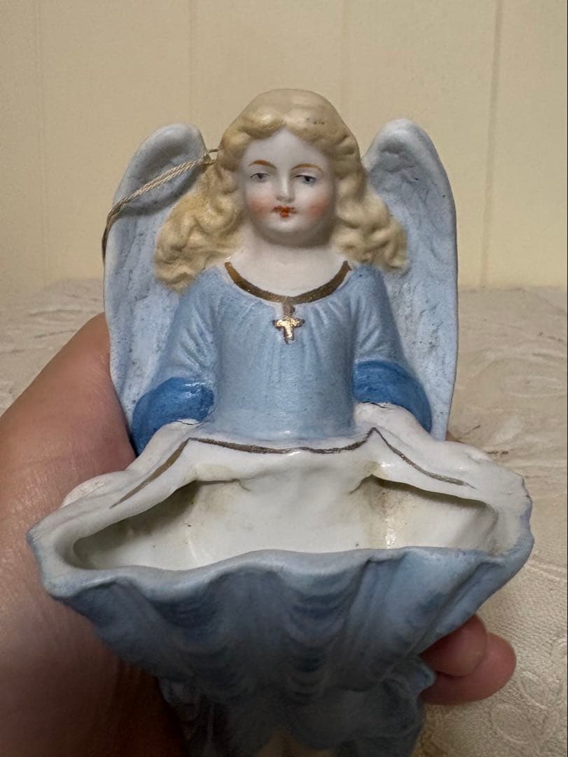 フランスアンティーク ビスク 天使の聖水盤 壁掛け