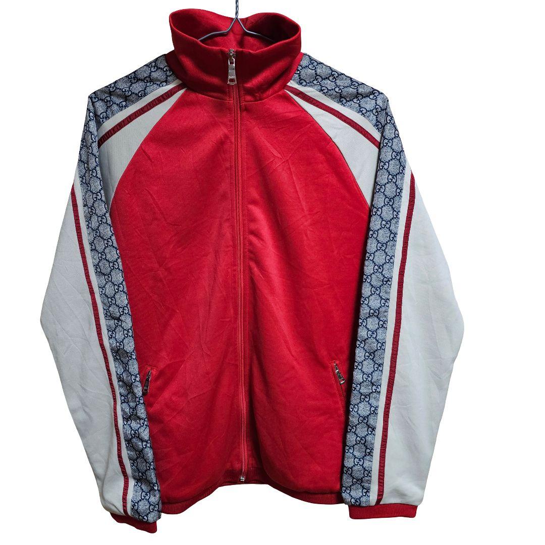 も*ん様 GUCCI グッチ トラックジャケット ジャージ GGライン レッド 中古・古着通販】GUCCI (グッチ) GGジャガードテクニカルトラック