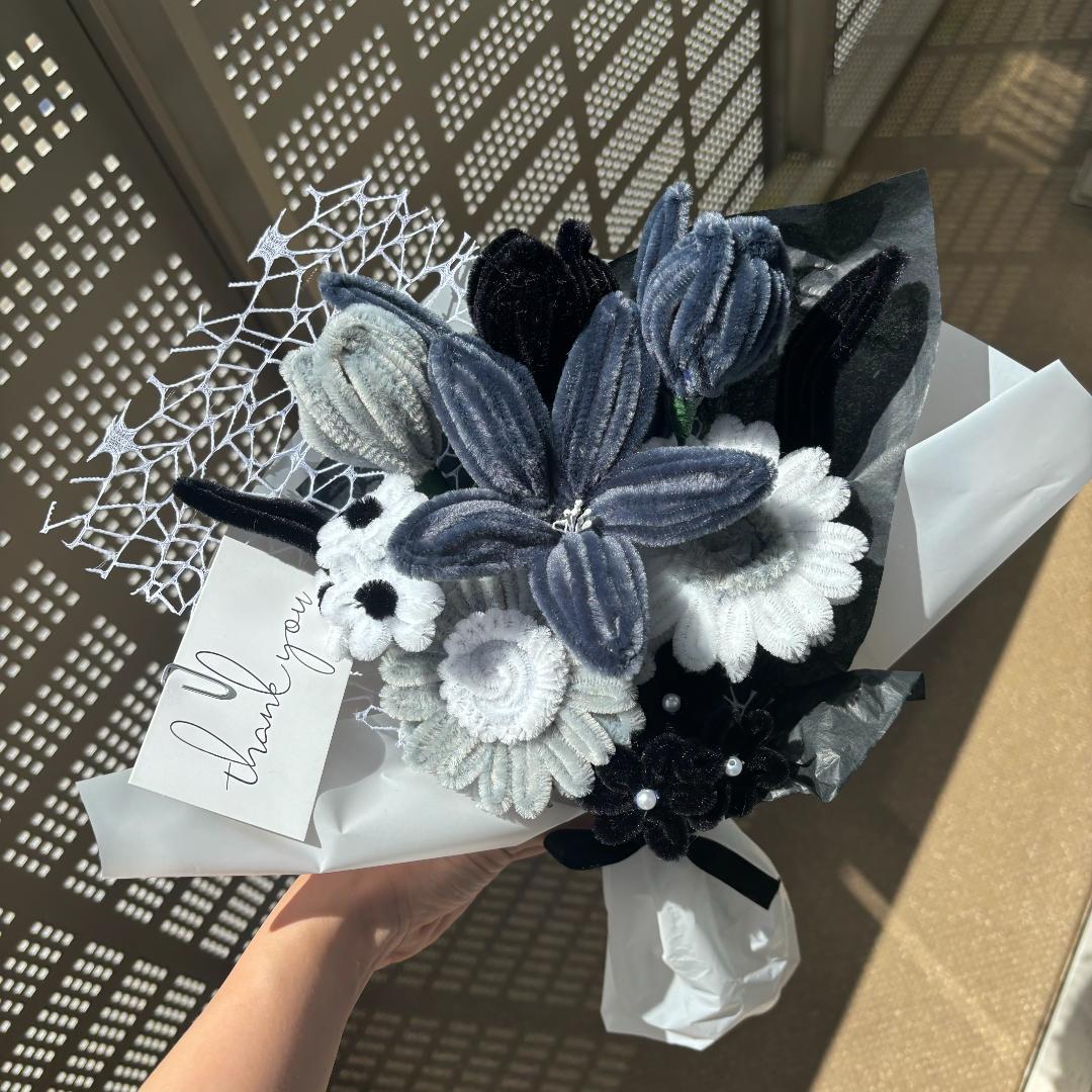 モールフラワー チャイラテ shop 枯れないお花 グレー 黒 韓国花束