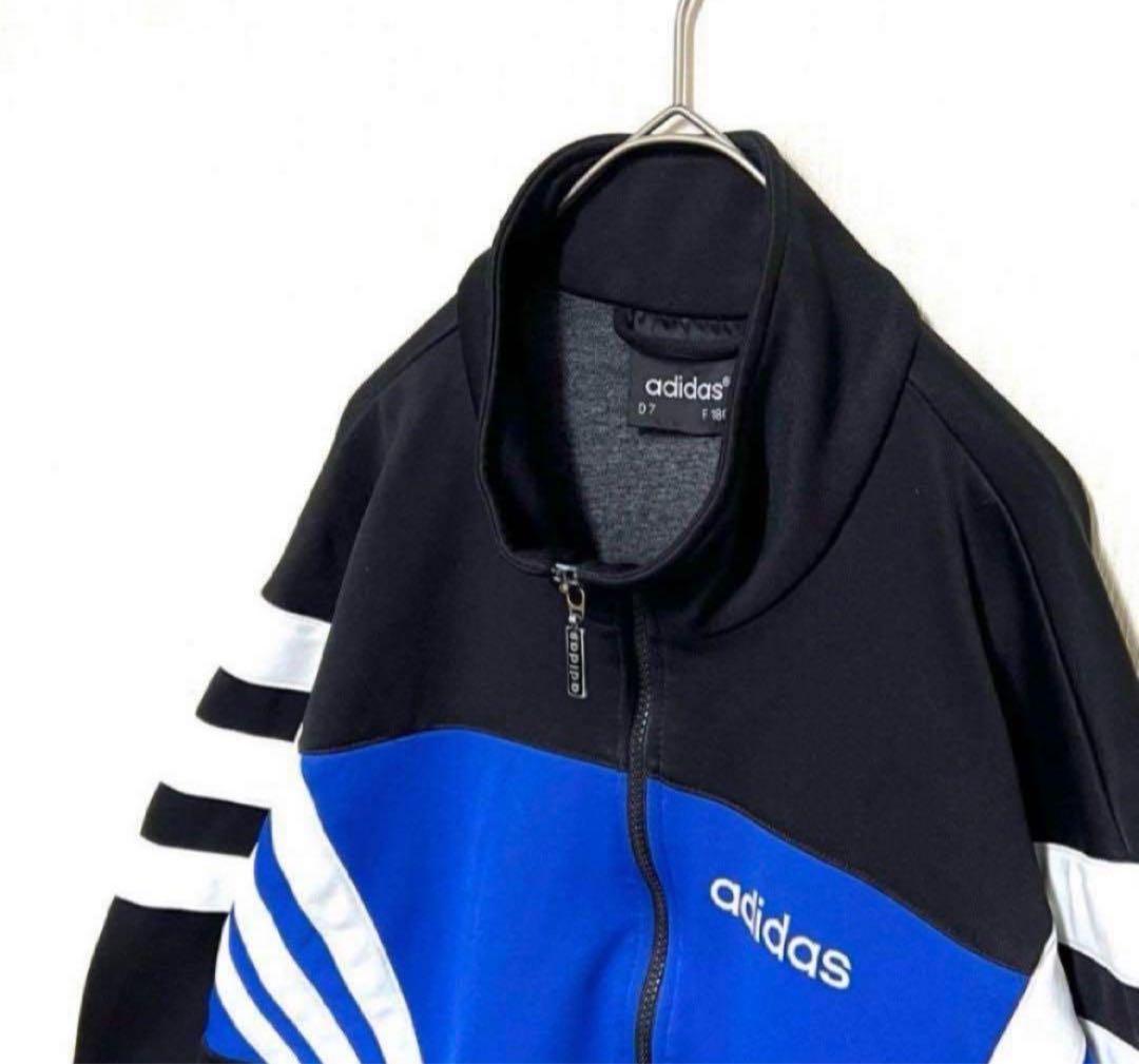 超美品‼️】あのちゃん着用 90s adidasトラックジャケット 黒 青 古着