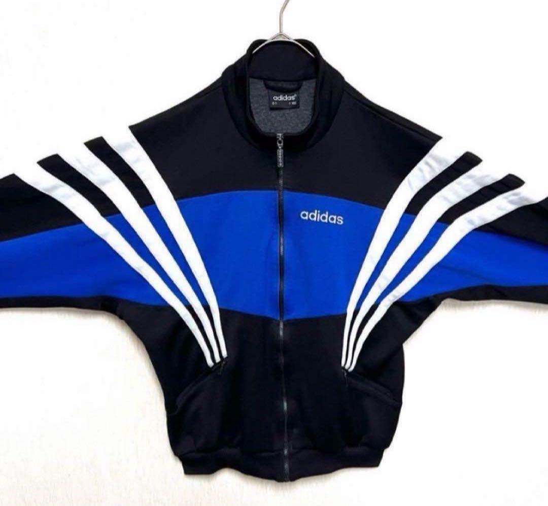 超美品‼️】あのちゃん着用 90s adidasトラックジャケット 黒 青 古着