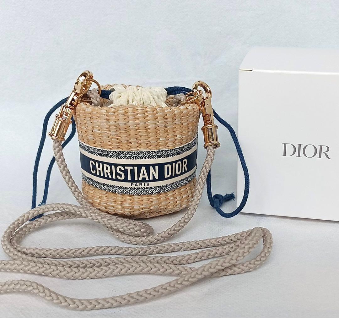 新品未使用箱付き　ディオール　ノベルティ　ストローポーチ ミニショルダーバッグ Diorノベルティ♡アクセサリー代わりに可愛すぎたミニバッグ