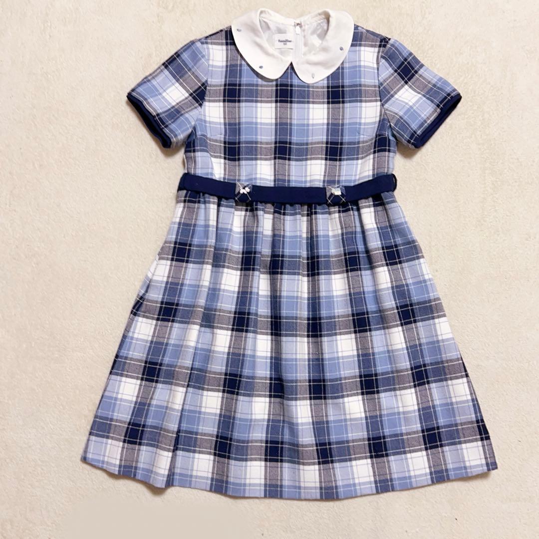 ファミリア フォーマル アンサンブル120 テリア刺繍 白襟ワンピース