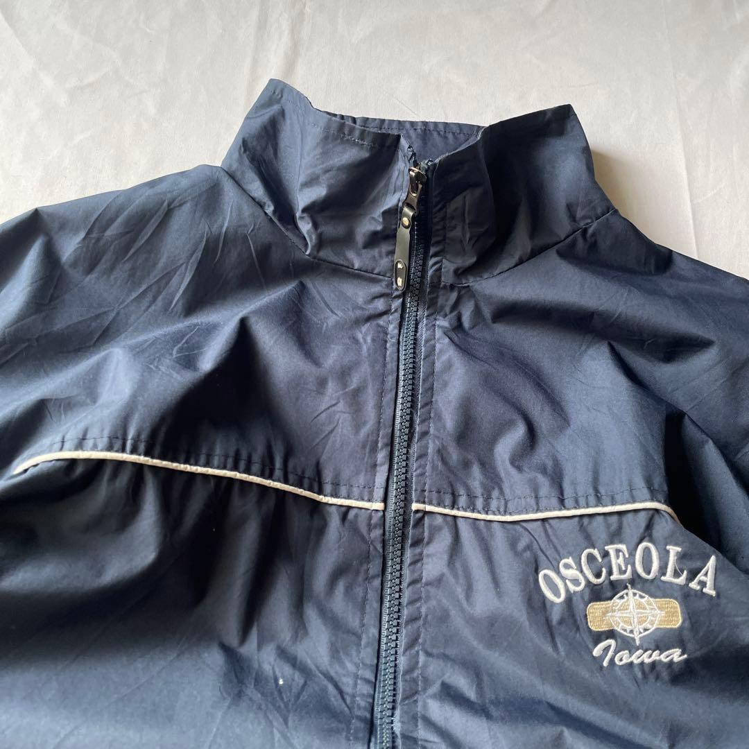 00s ナイロンジャケット ネイビー グランジ Y2K 平成 古着 刺繍 大人気