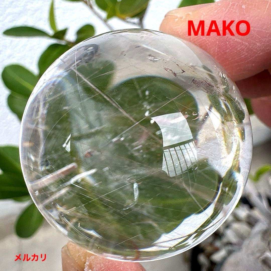 M1828☆ルチルクォーツ丸玉44mm 111g☆天然石 原石