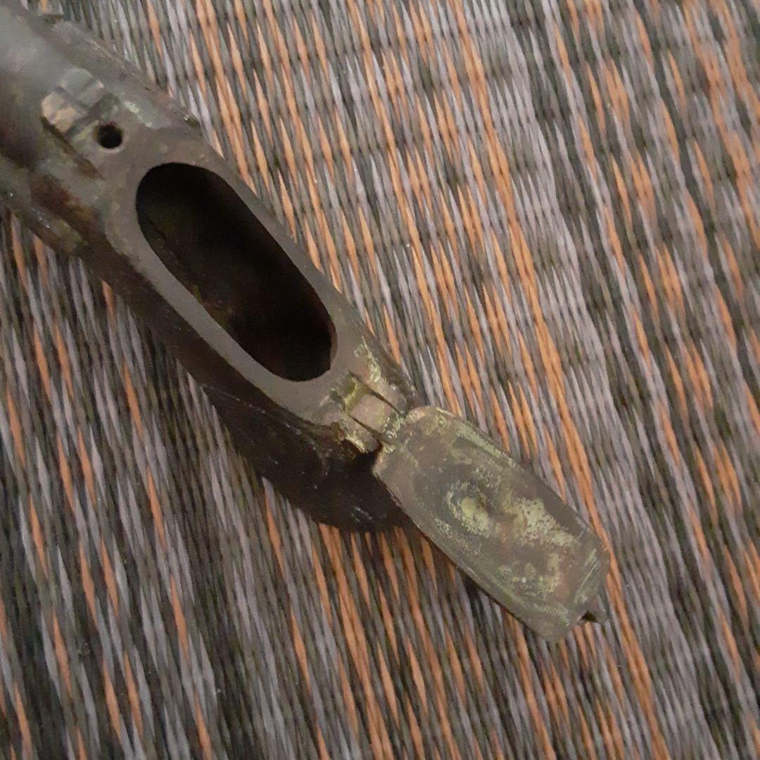 古い銅製火縄銃矢立/江戸明治商家実用/骨董携帯万年筆/文具六宝印籠巾着