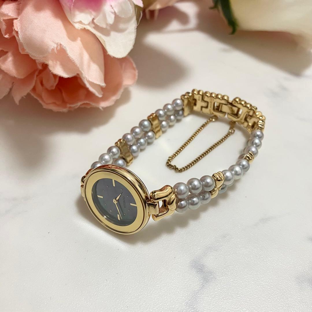 稼動品】CAMELLIA カメリア レディース パールウォッチ あこや真珠