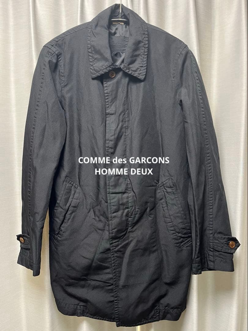 コムデギャルソンオムドュ ポリ縮 コート ブラック Sサイズ COMME des GARCONS HOMME PLUS コムデギャルソンオムプリュス コート