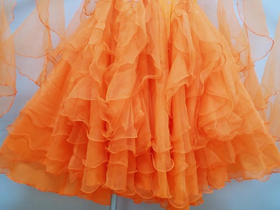 B1184☆SMサイズ☆日本製☆蛍光オレンジ/スタンダードドレス☆社交