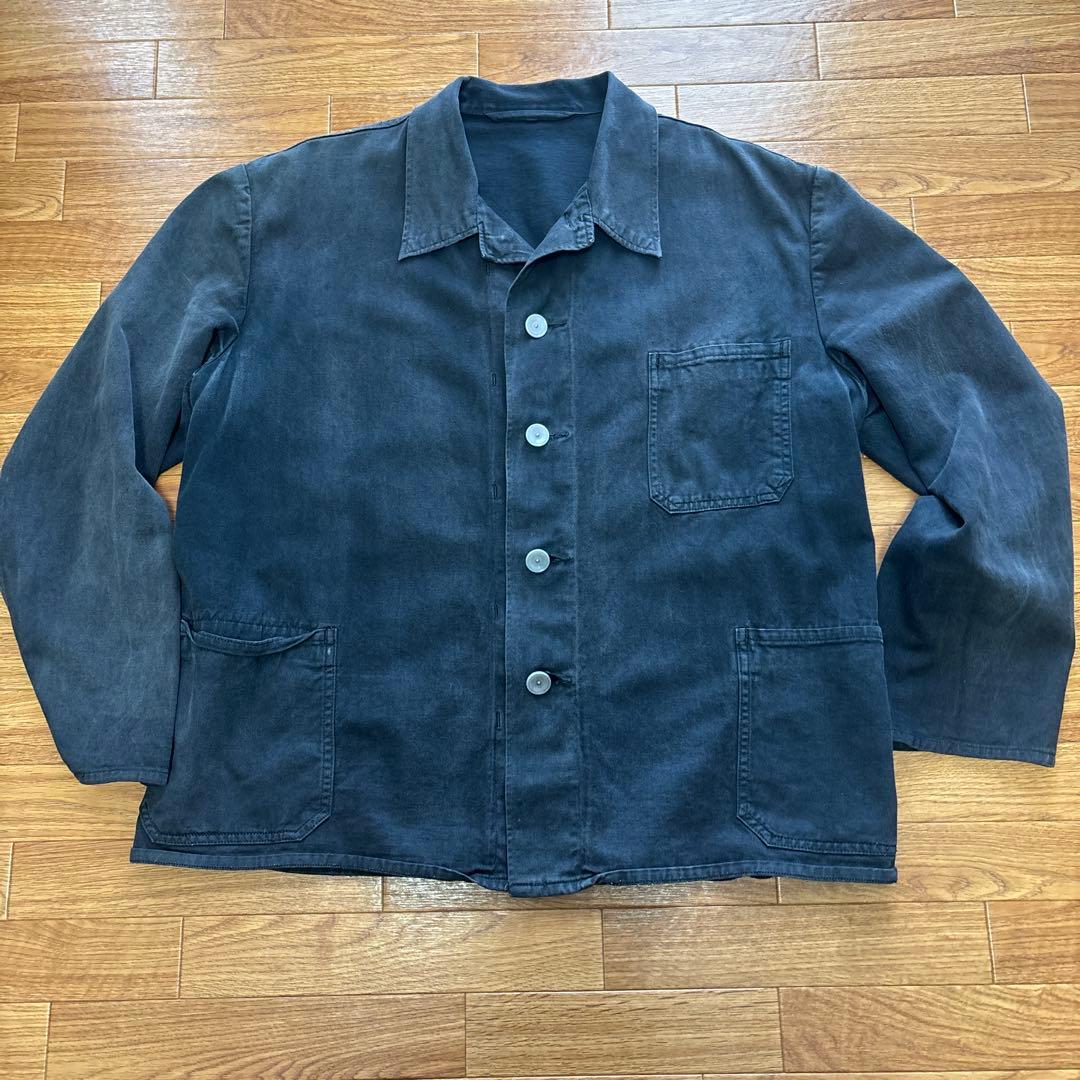 XACUS☆新品3.5 ザッカス ジャージー素材カッタウェイシャツ39cm紺