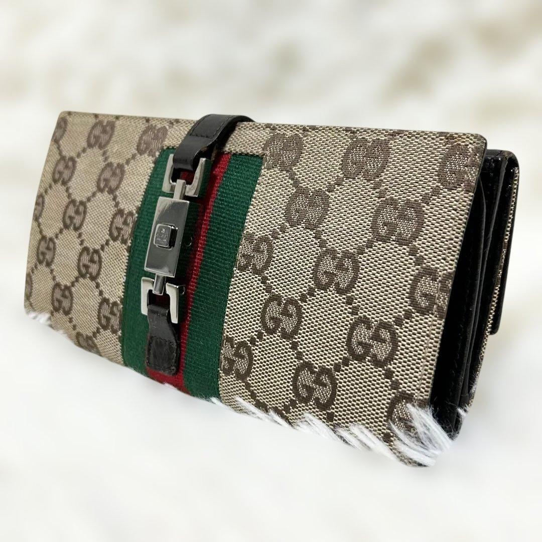 グッチ 長財布 二つ折り シェリーライン ジャッキー ブラウン GG柄 グッチ 長財布 二つ折り シェリーライン ジャッキー ブラウン GG柄