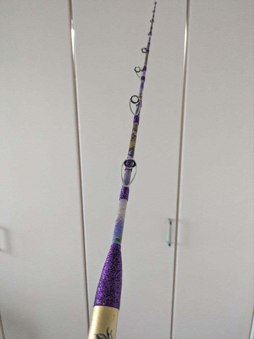 伊勢海老竿 穴釣り テトラ釣り 布袋竹 和紙 ハンドメイド 金魚 スパイラル