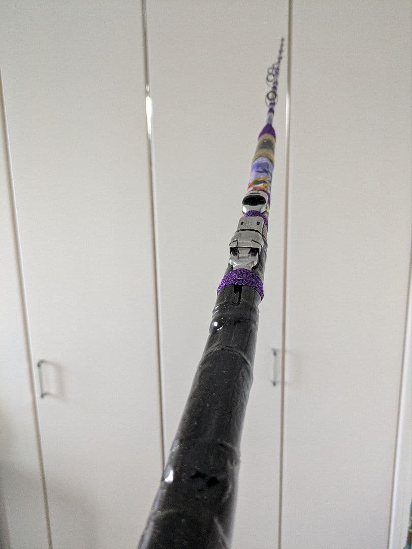 伊勢海老竿 穴釣り テトラ釣り 布袋竹 和紙 ハンドメイド 金魚 スパイラル