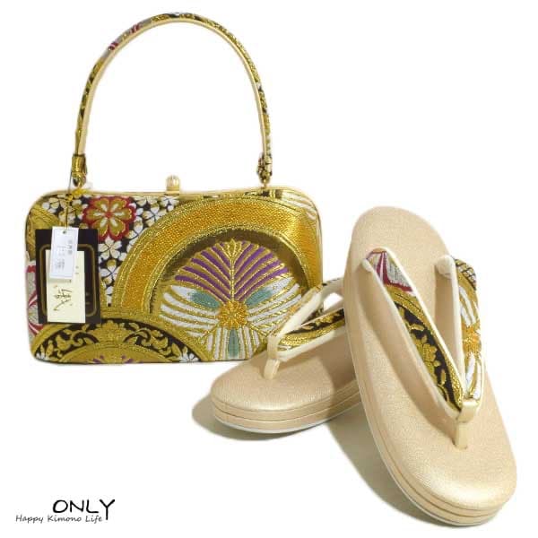 6122-LL 紗織 西陣織 高級帯地 草履バッグセット 25.5cm L108770674