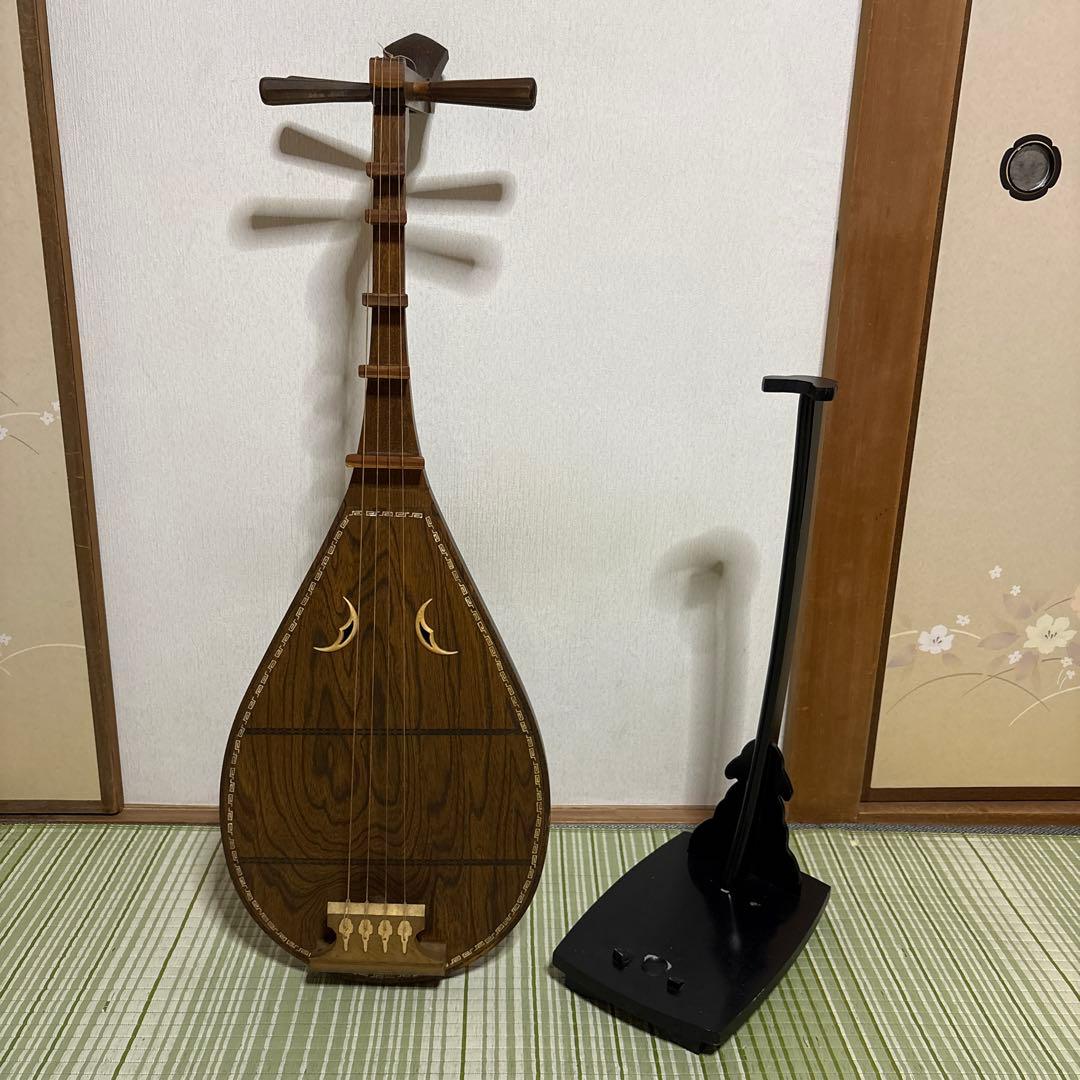 筑前琵琶　四弦　五柱　琵琶 螺鈿希少　琵琶立て　弦楽器　琵琶台　民族楽器　4弦 筑前琵琶 四弦 五柱 琵琶 螺鈿希少 琵琶立て 弦楽器 琵琶台 民族楽器 4