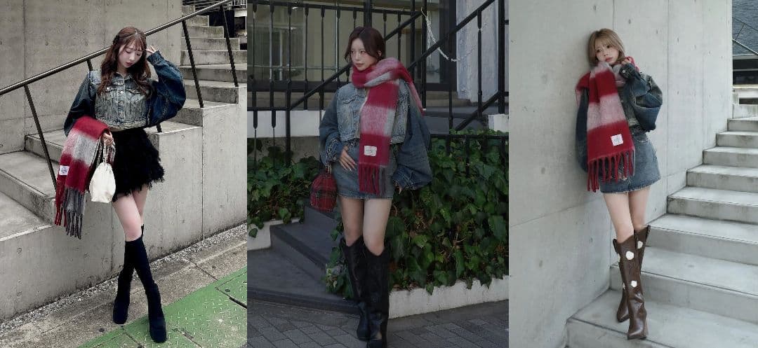 ダーリッチ darich チェックボリュームマフラー 名古屋6周年限定