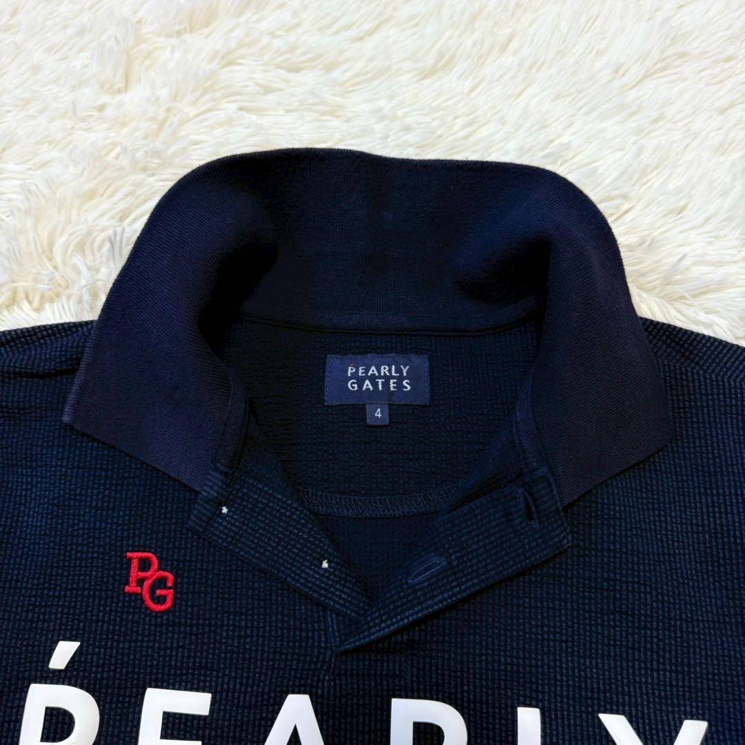 ✨美品/L相当✨パーリーゲイツ シアサッカー 凹凸 2段ロゴ 刺繍
