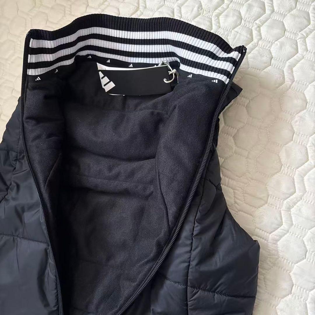 黒M 早いもの勝ち新品定価19800円アディダスゴルフ中綿ロングベスト黒