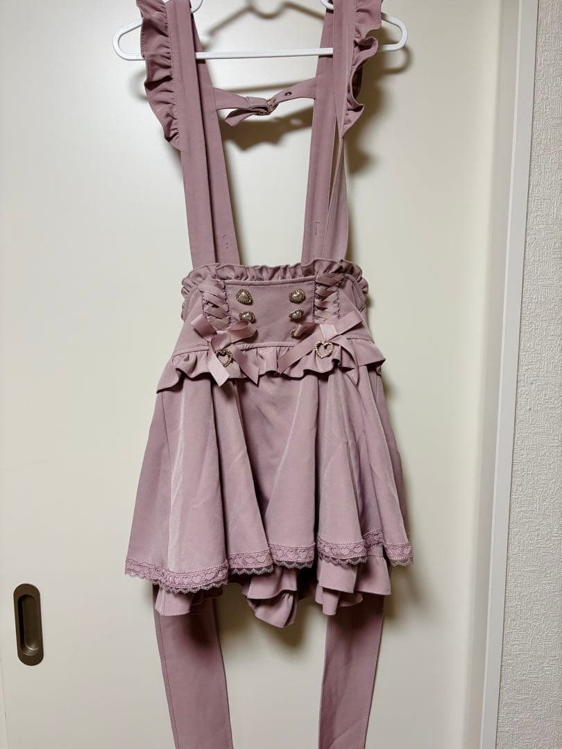 LIZLISA レースアップサスペンダー付スカパン ピンク - メルカリ