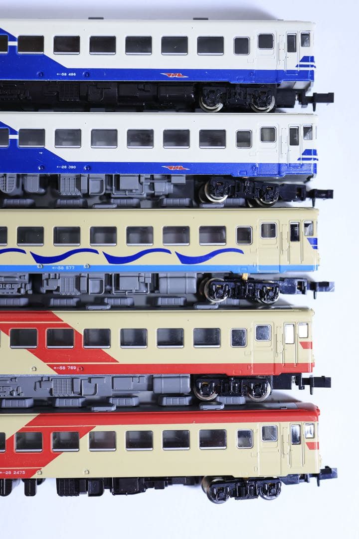 希少/ジャンク】Nゲージ キハ58/28形 四国団臨色 5両セット 不動