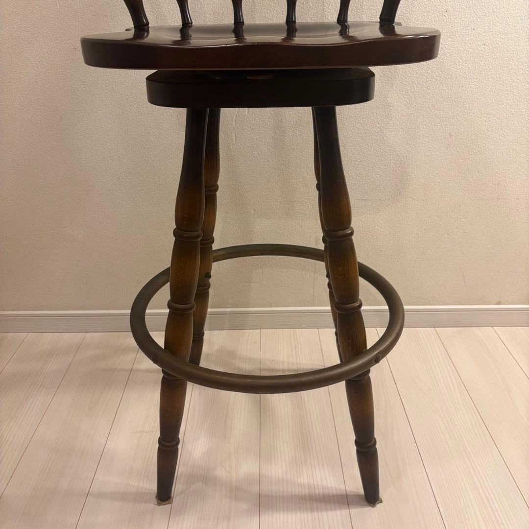 希少・飛騨産業 】回転式 カウンターチェア 座面高74cm キツツキマーク