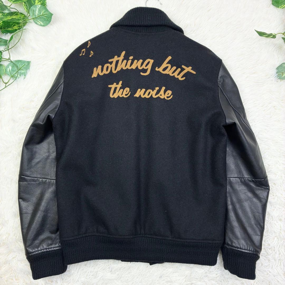 美品 アイラ カウレザー 袖レザー ウールメルトン スタジャン 刺繍ロゴ