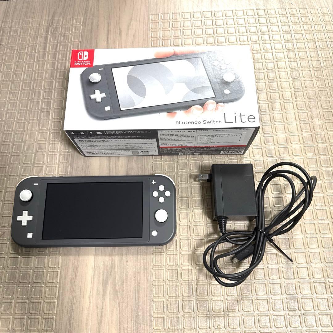 Nintendo Switch Lite グレー 本体 充電器、箱付き