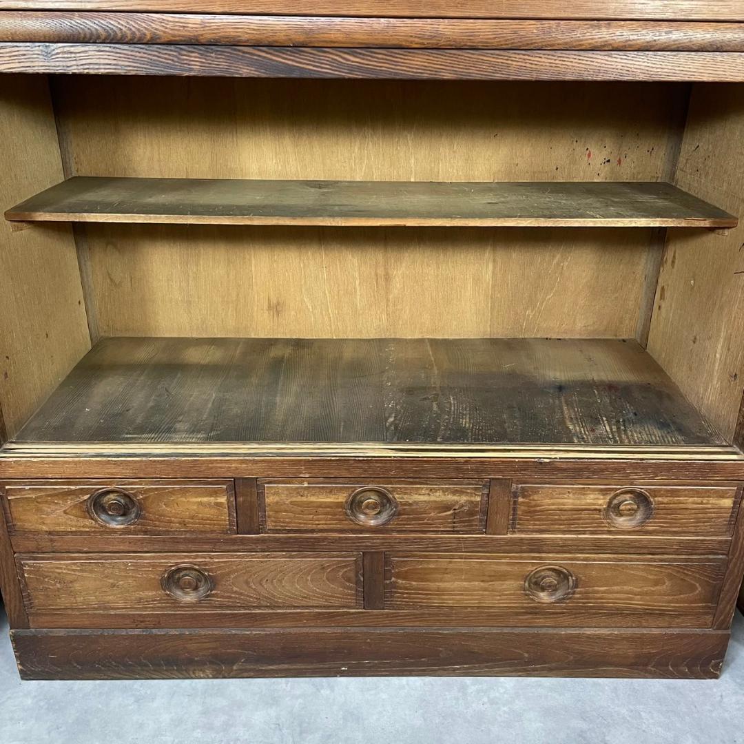 ヴィンテージ 昭和初期 ダイヤガラス 食器棚 水屋 収納 和家具 ビンテージ