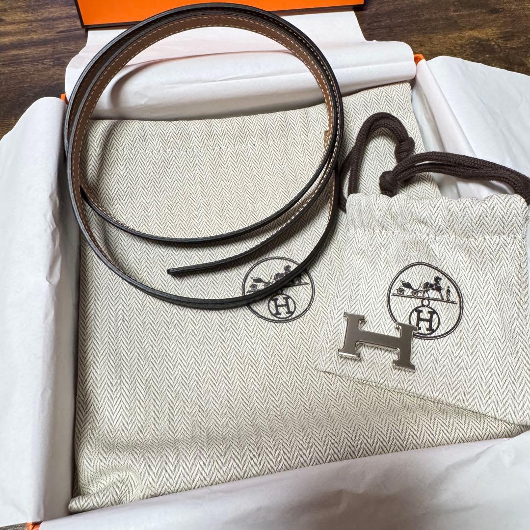 ☆未使用品☆HERMESレザーベルト(黒/ゴールド)＆バックル (ミニH) ベルトバックル 《ミニH》 & リバーシブルベルト 《エルメス・シュール