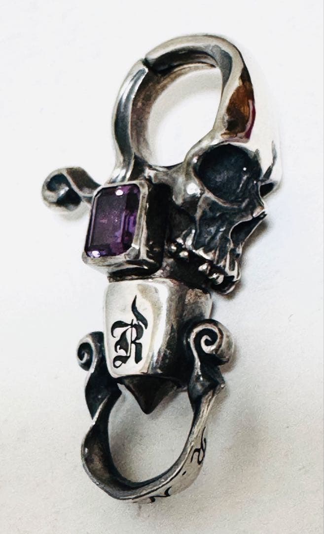 23万購入 アメジスト シルバー925 スカル ロックンライド クリップ