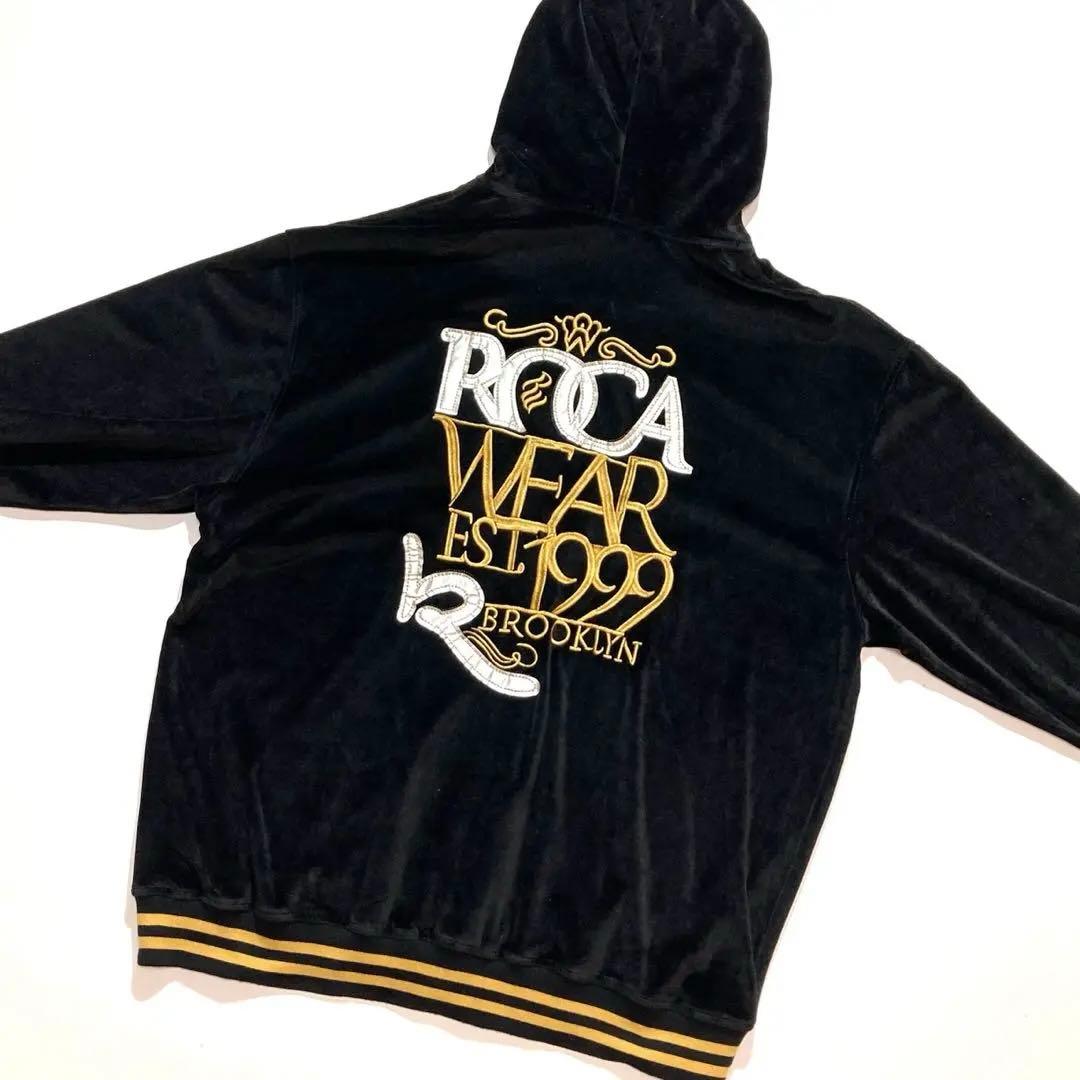 90s ROCA WEAR ベロア ジャージ セットアップ XL 黒 ゴールド - メルカリ