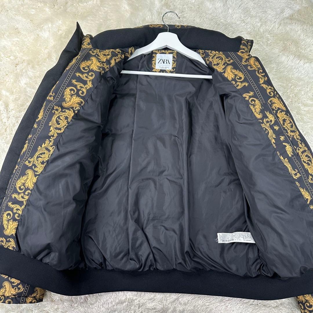 ✨極美品✨ZARA バロック調 パフジャケット 総柄 ダウンジャケット 42