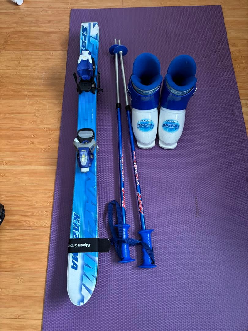 KAZAMA子供用スキーセット 100cm KAZAMA 120cm ジュニアスキーセット ビンディング付 ストック80cm