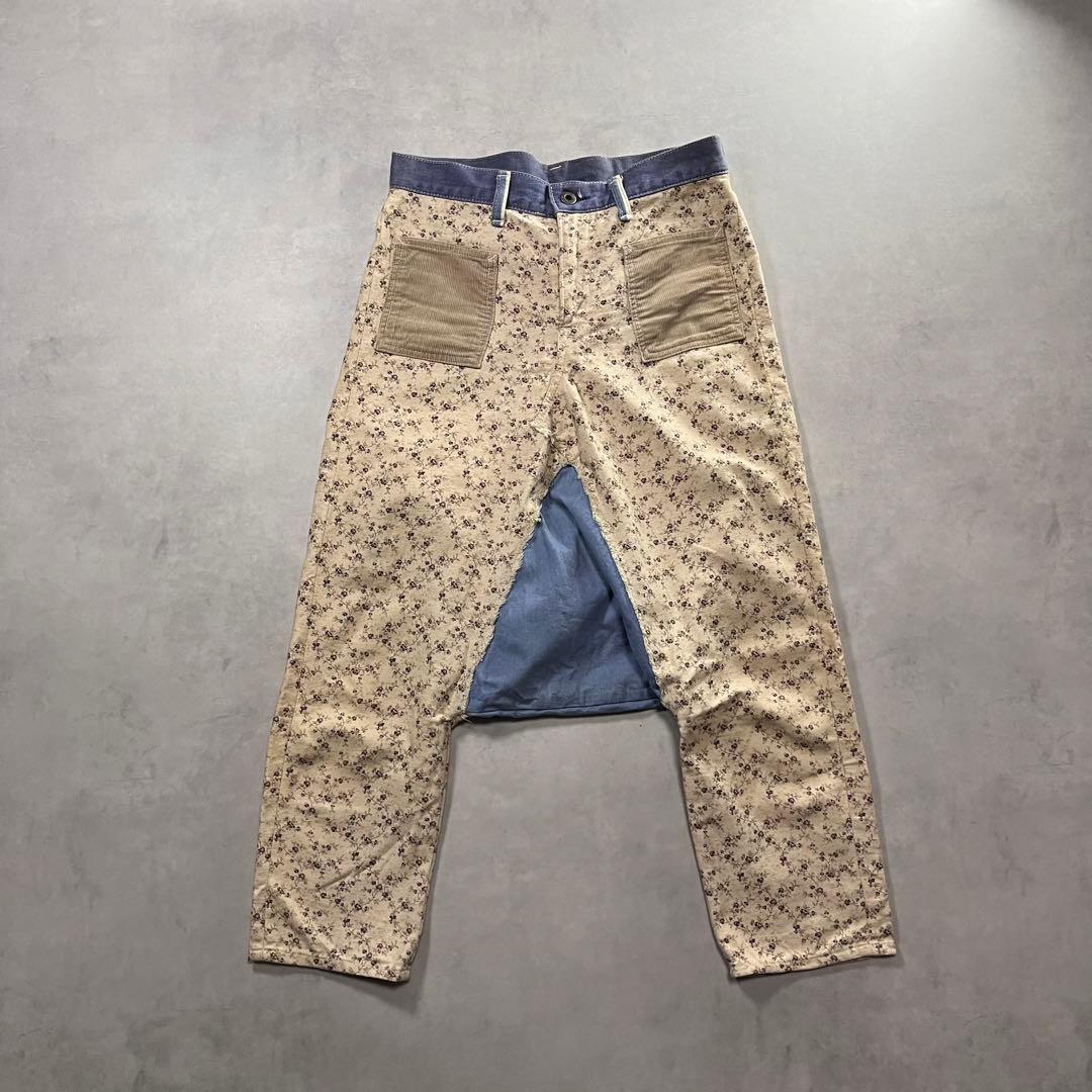 KAPITAL 花柄 サルエル パンツ デニム キャピタル 総柄 11.5ozデニム サルエルヌーベルパンツ | KAPITAL
