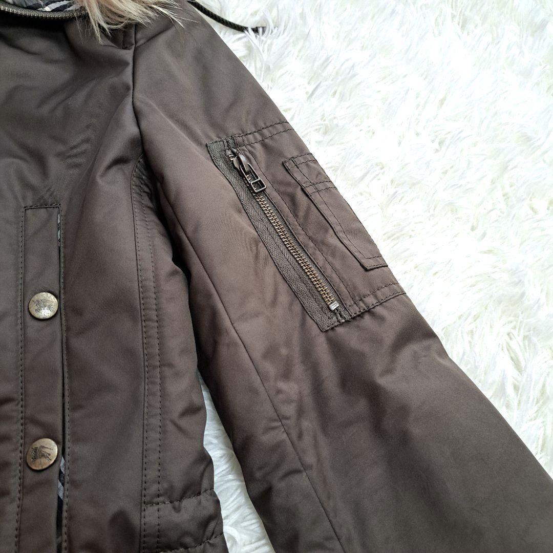 BURBERRY BLUE LABEL】ラクーンファーノバチェックモッズコート