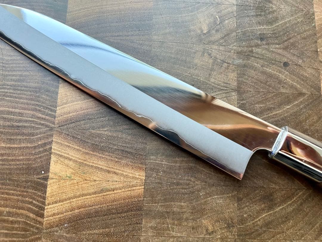 土佐打刃物 黒鳥鍛造工場 200mm 両刃 柳刃 刺身 包丁 銀三鋼 鏡面