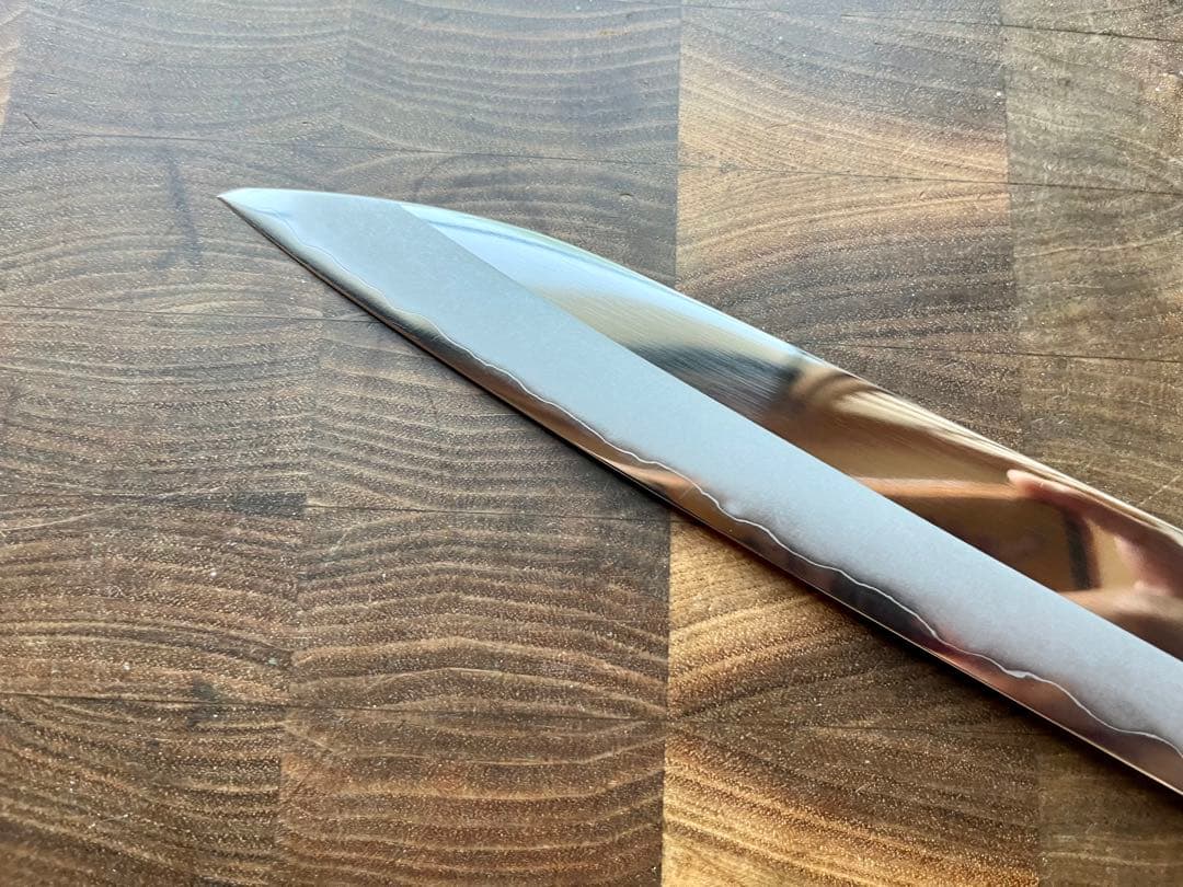 土佐打刃物 黒鳥鍛造工場 200mm 両刃 柳刃 刺身 包丁 銀三鋼 鏡面