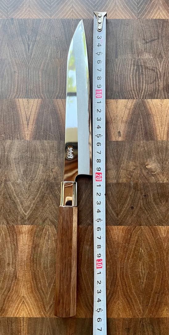 土佐打刃物 黒鳥鍛造工場 200mm 両刃 柳刃 刺身 包丁 銀三鋼 鏡面