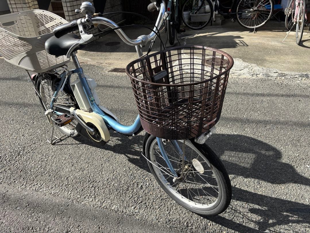 YAMAHA PAS 電動アシスト自転車 青 前後バスケット付き 小軽車