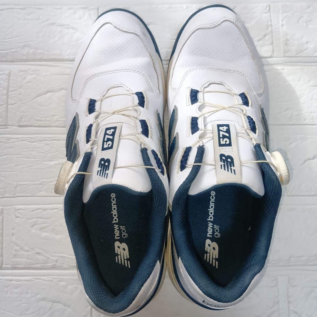 New Balance 574 ゴルフシューズ ホワイト/ネイビー 27.5㎝ - メルカリ