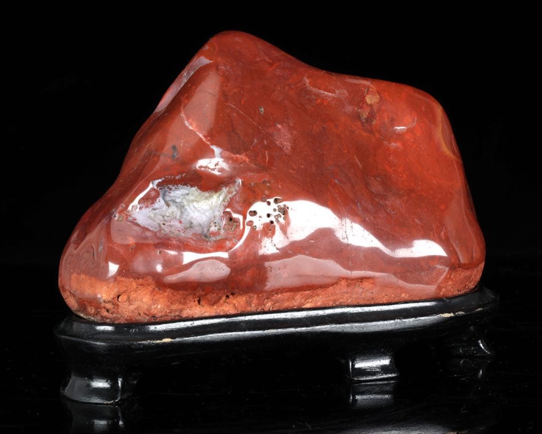 佐渡 赤玉石 碧玉 水石 鑑賞石 天然石 原石 飾石 美石 台座付 2.23kg