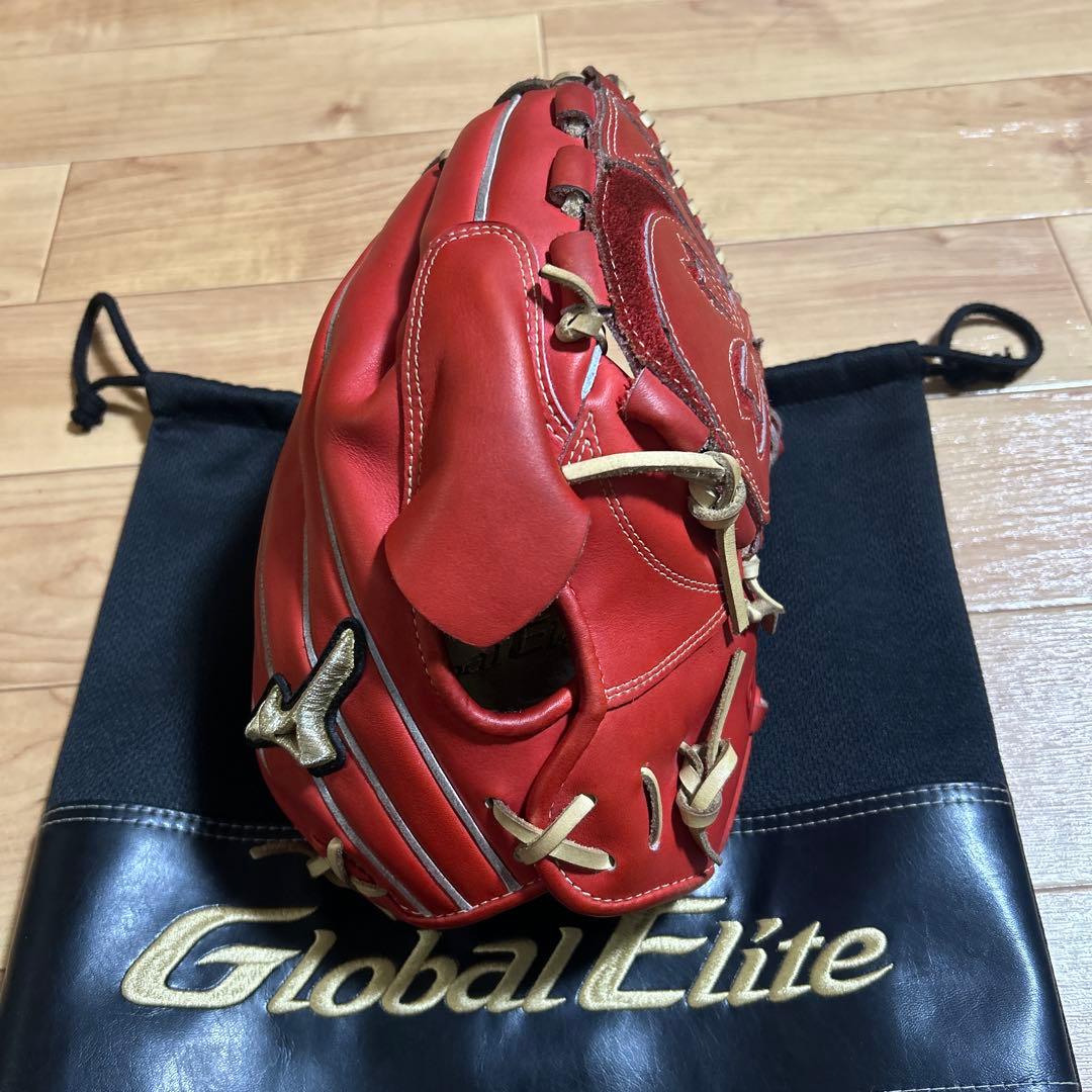 Global Elite 硬式グローブ レッド MIZUNO (ミズノ) 硬式グローブ レッド ケース付 Global Elite 鈴木