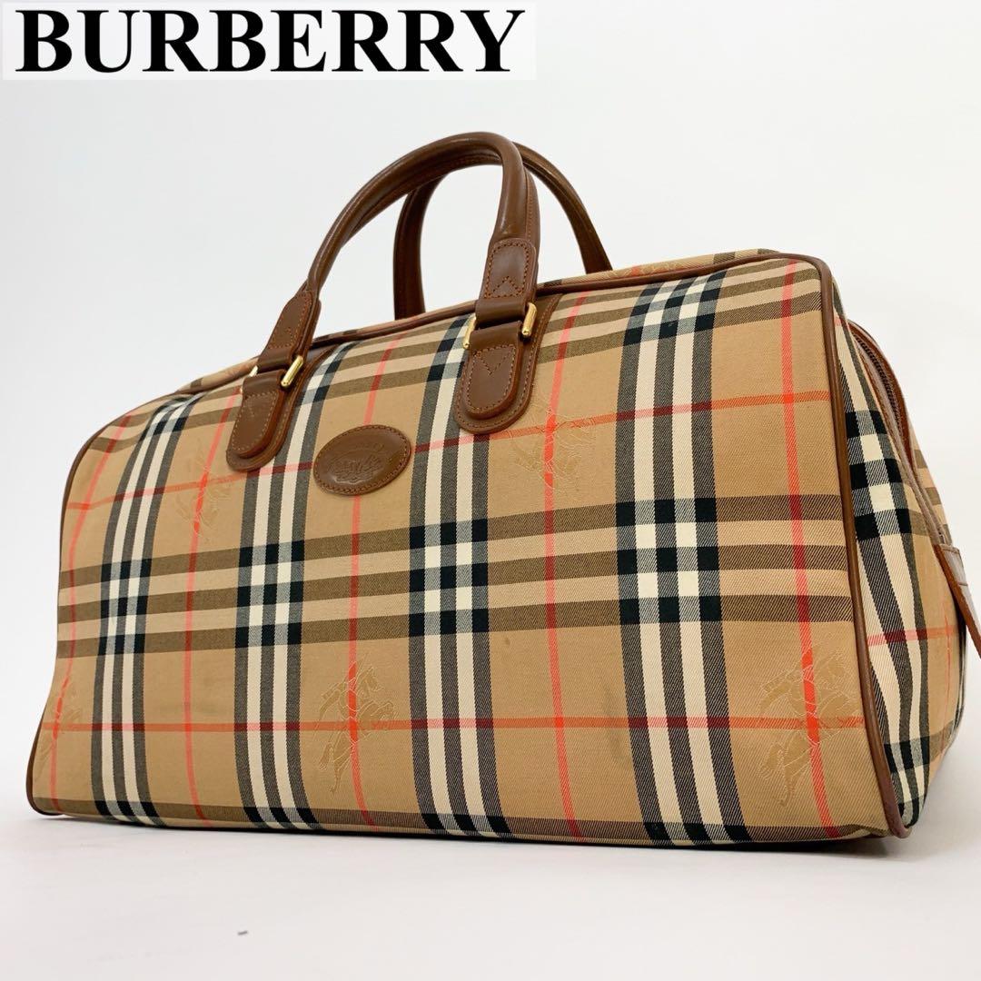 BURBERRY ボストンバッグノバチェックシャドーホース旧ロゴ月桂樹