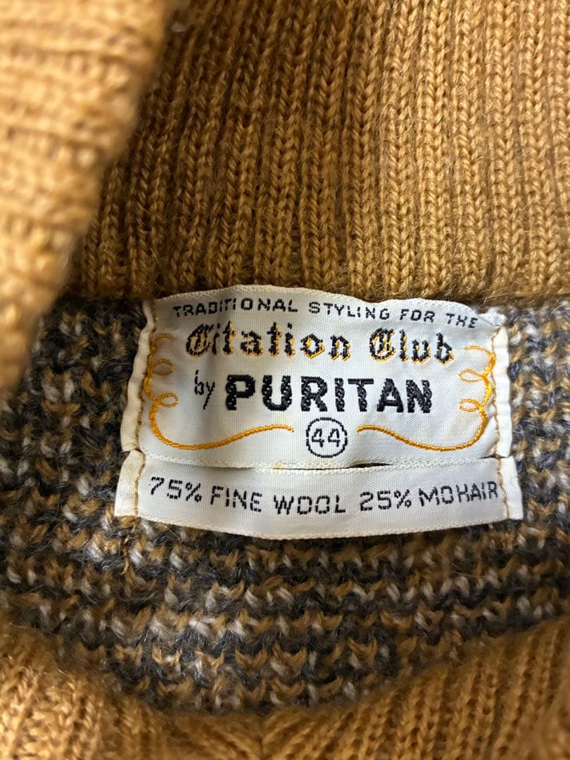 60s PURITAN袖リブ長モヘア ニット セーターLビンテージ ピューリタン