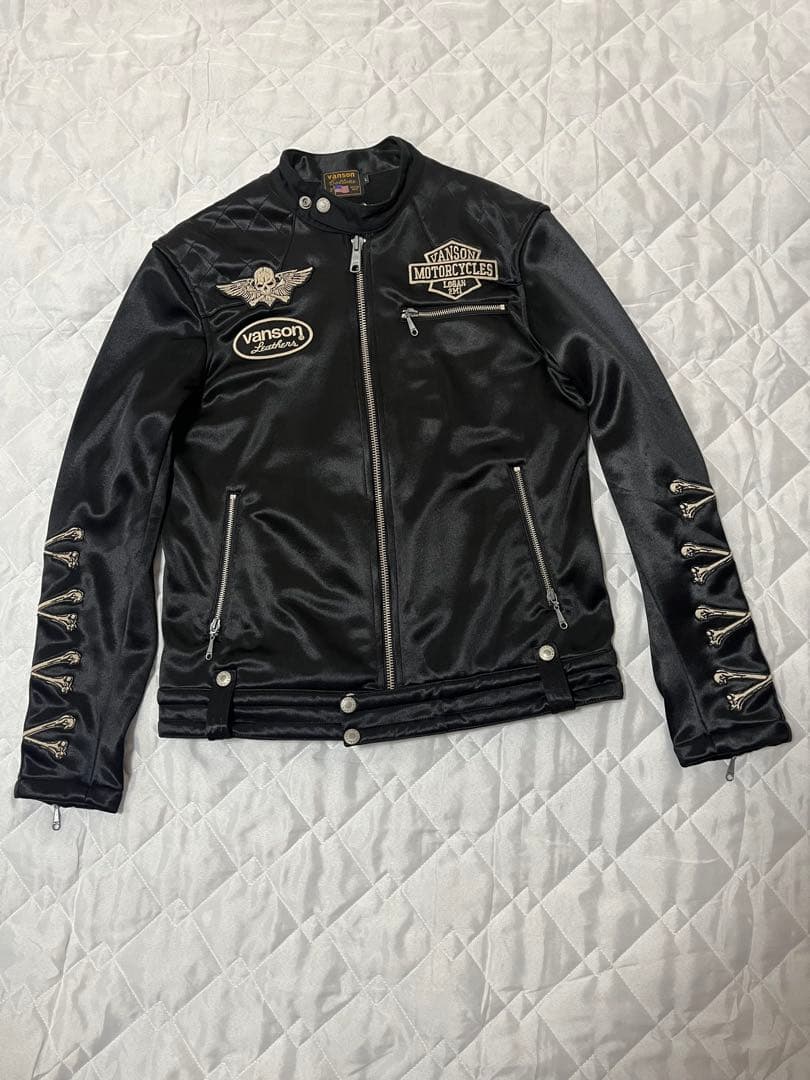 Vanson ブラックジャケット スカルデザイン アウトレット シ