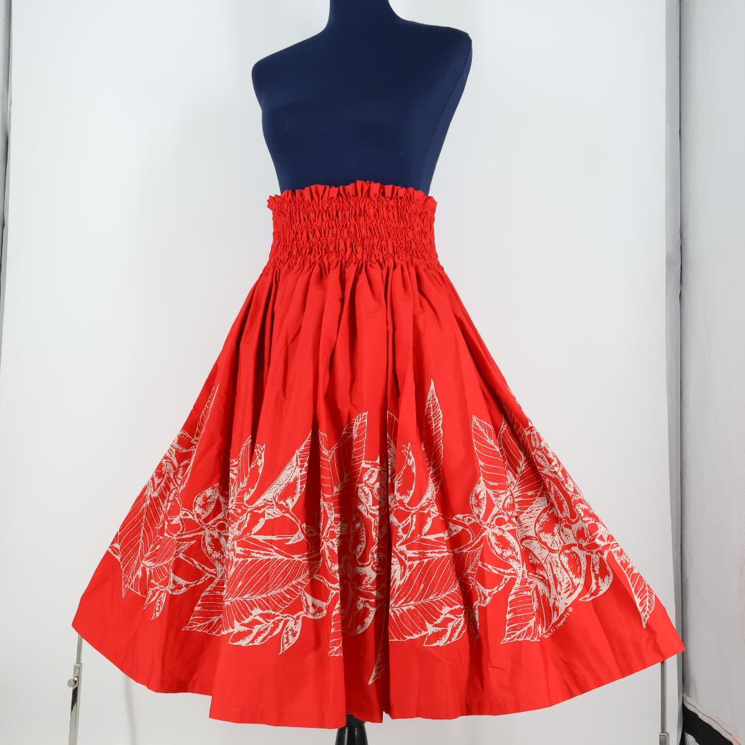 美品 フラダンス衣装】レッド Tahiti Imports パウスカート 花柄