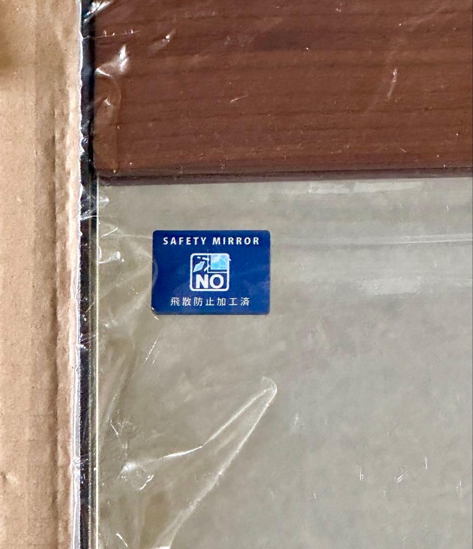 新品・未使用】ウォールミラー アイアン 黒 木 ウォールナット 塩川