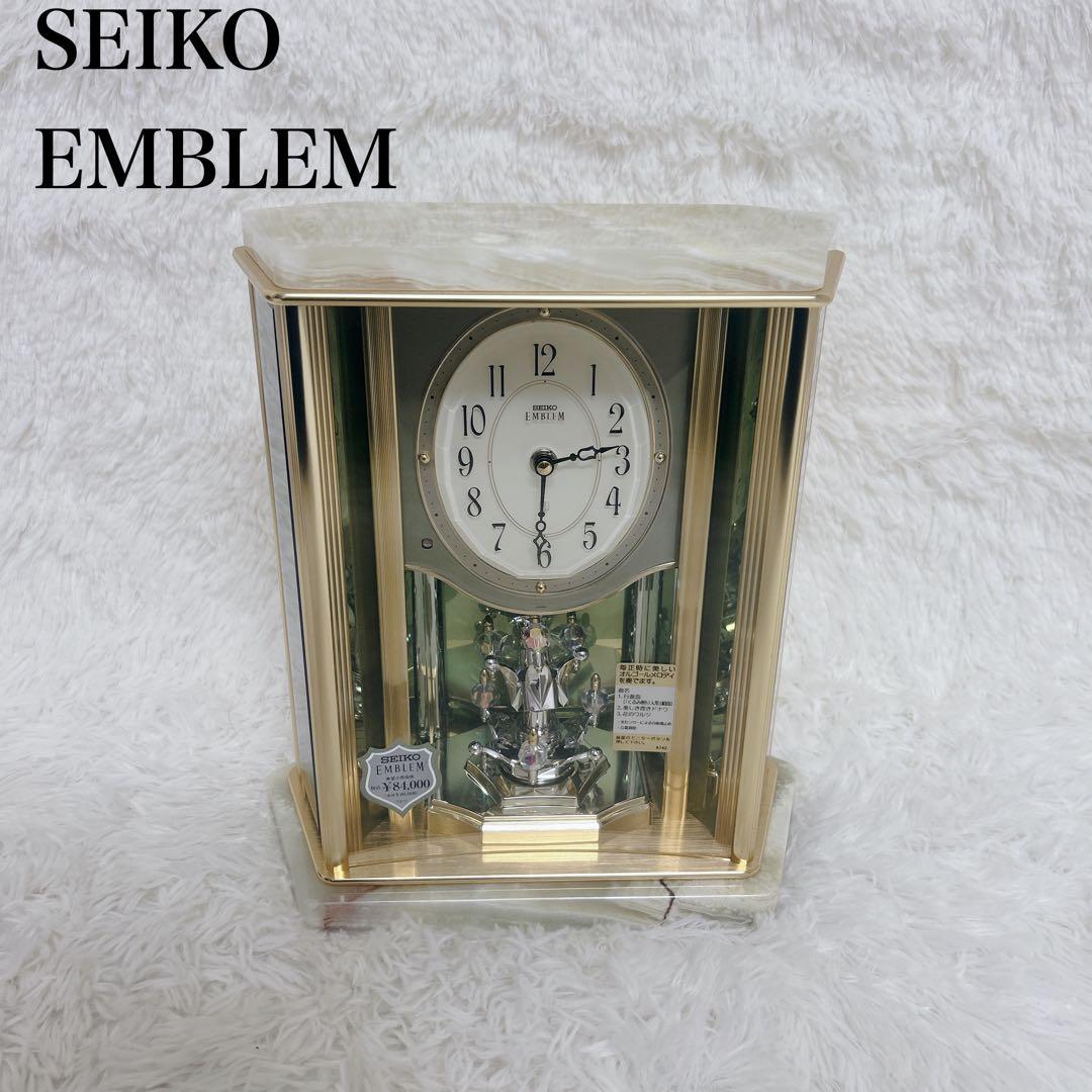 【未使用級】SEIKO EMBLEM HW463 置時計 参考定価84,000円 SEIKO EMBLEM セイコーエムブレム 天然石の風合いが魅力な回転飾り電波