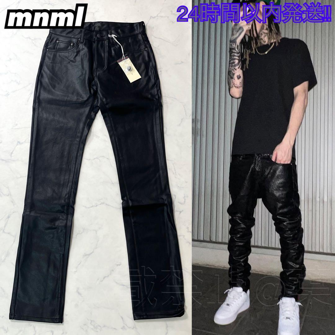 mnml ミニマル ブラック スタックレザーパンツ レザーデニム 新品 31