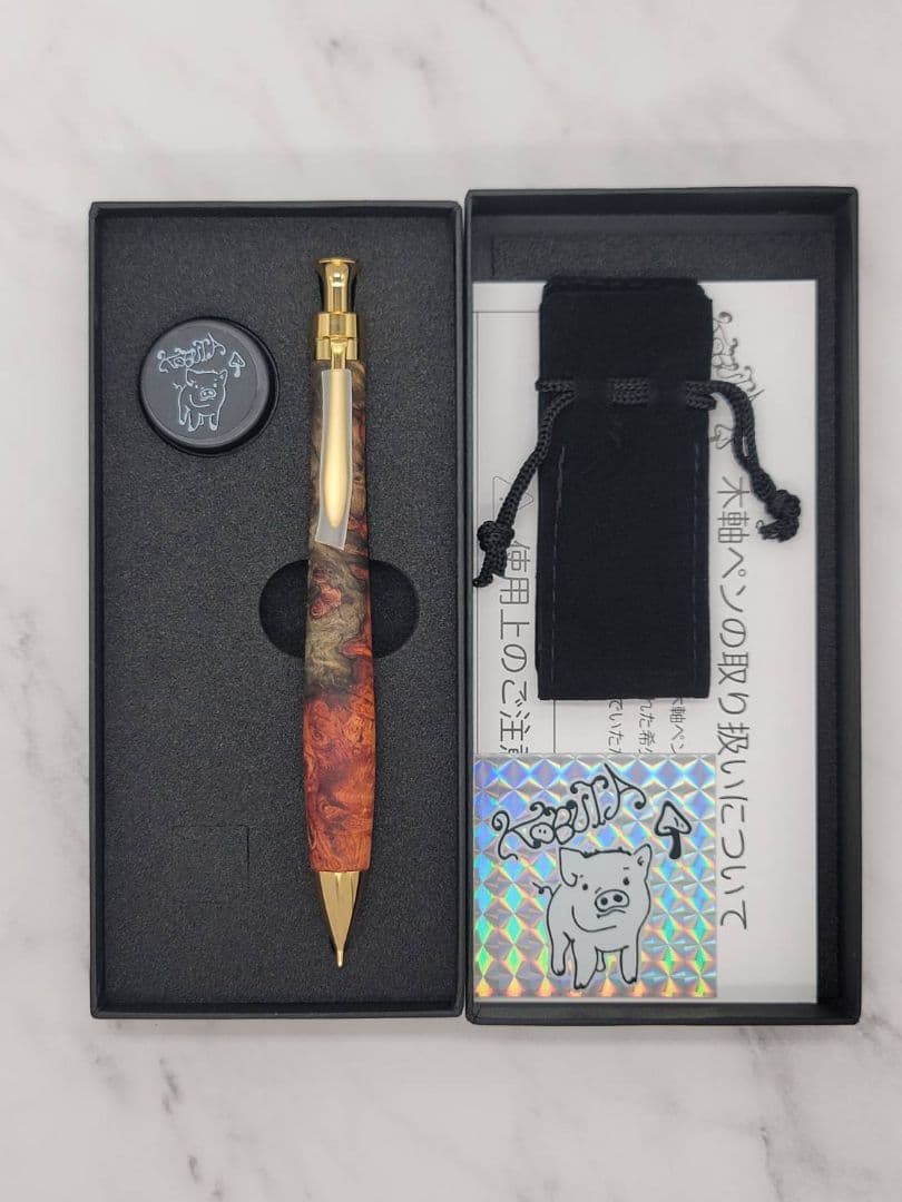 新品 こぶた工房 極上+花梨瘤 赤青 金金具 シャープペンシル0.5 - メルカリ